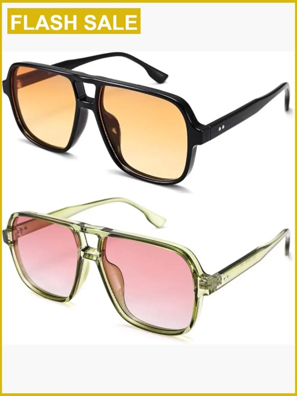 Oversized Aviator Sunglasses Retro 70s Square Shades UV Protection